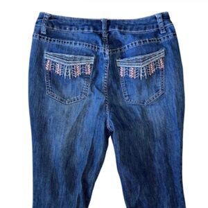 Christopher Banks Petite 4P Women's Straight Leg Jeans Embroidered Pockets